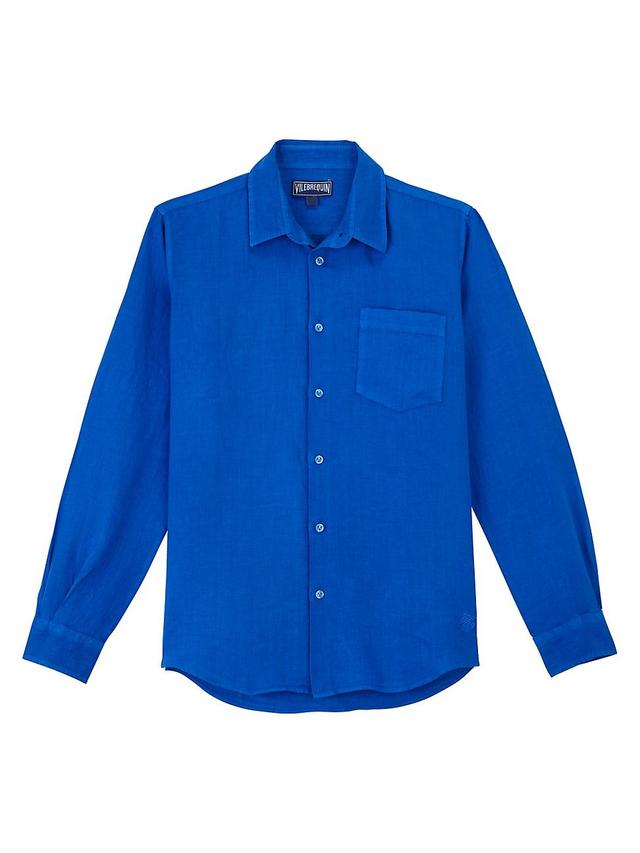 Mens Long-Sleeve Linen Shirt Product Image