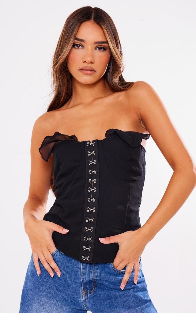 Black Chiffon Frill Hook And Eye Bandeau Corset Product Image