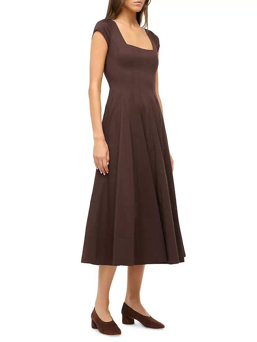 Wells Stretch-Cotton Fit & Flare Midi-Dress Product Image