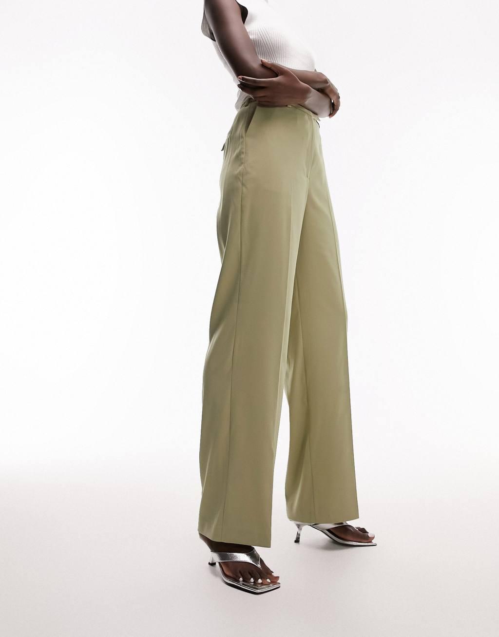 Topshop Tall straight slouch pants with back pocket detail Product Image