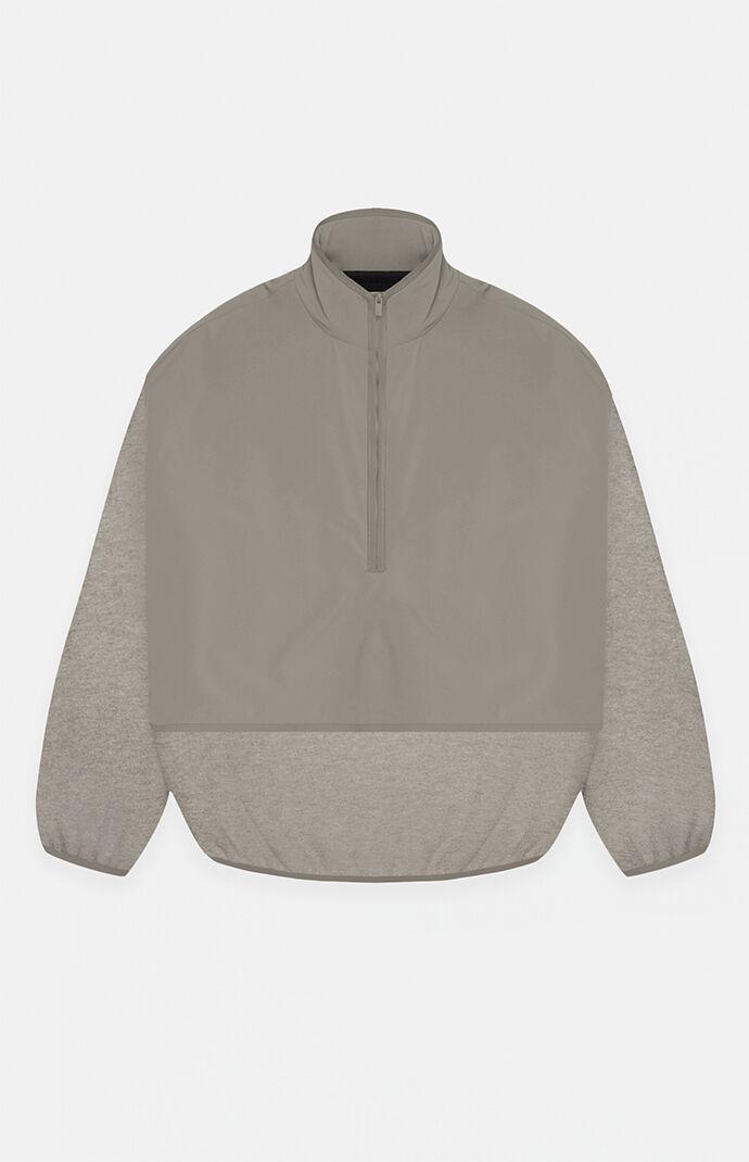 Fear of God Essentials Men's Dust Heather Grey Nylon Fleece Mock Neck Sweatshirt in Heather Grey/Dust - Product Image