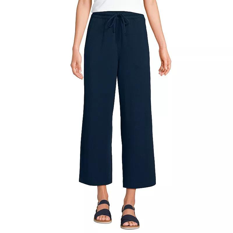 Lands End Womens Tall Sport Knit Elastic Waist Wide Leg Crop Pants Product Image