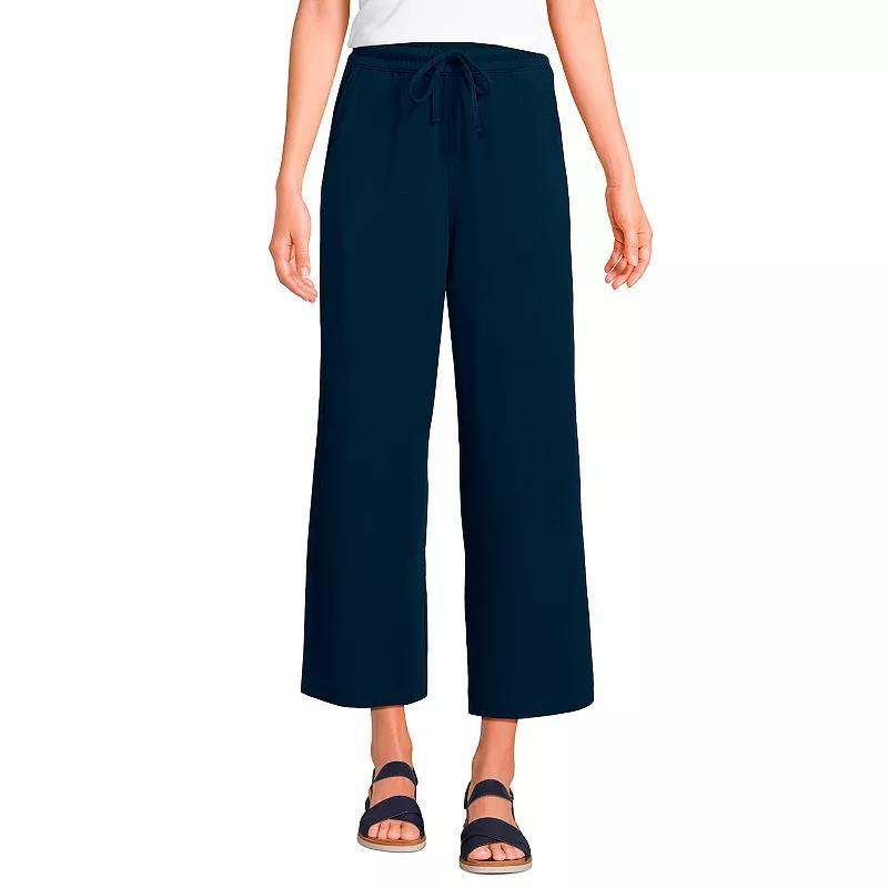 Petite Lands End Sport Pull-On Drawstring Wide Leg Crop Pants, Womens Product Image