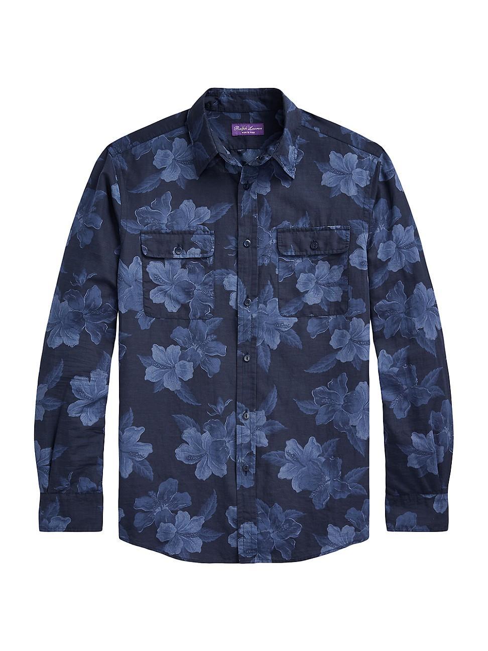 Mens Hibiscus-Print Sport Shirt Product Image