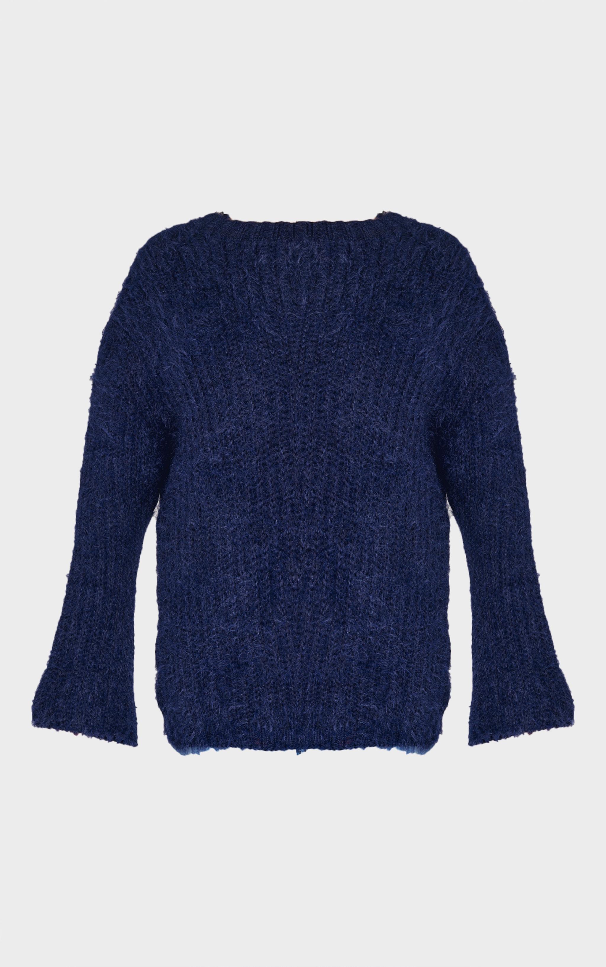 Navy Eyelash Knit Super Oversized Sweater Product Image