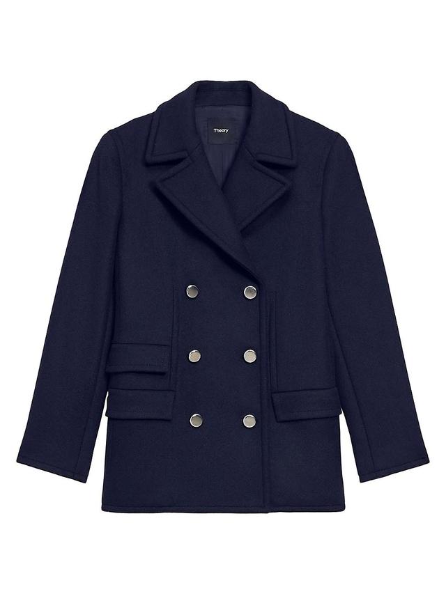 Womens Wool-Blend Double-Breasted Peacoat Product Image