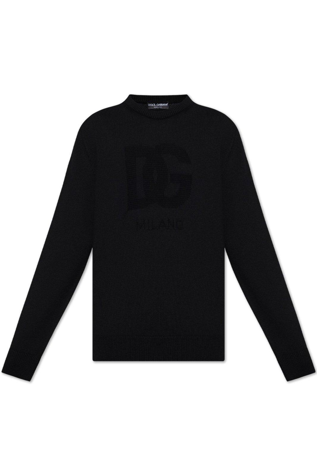 Dg Logo Detailed Crewneck Jumper In Black Product Image