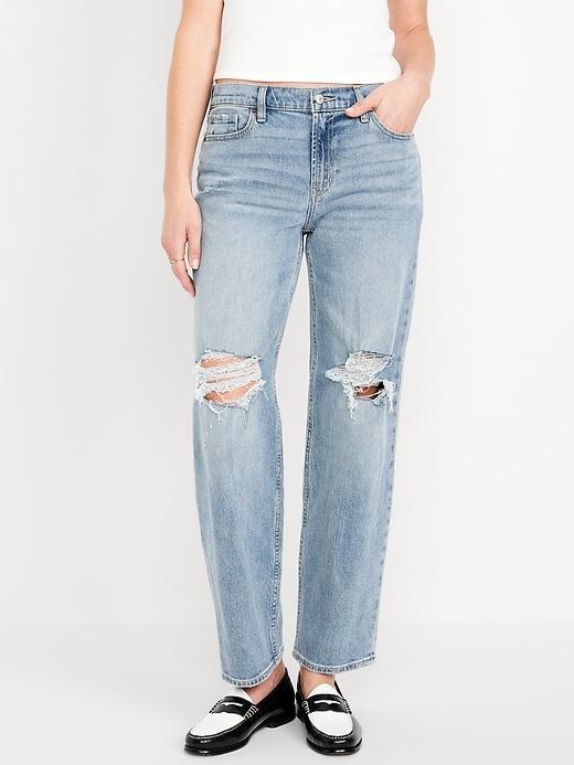 Mid-Rise Boyfriend Loose Jeans Product Image