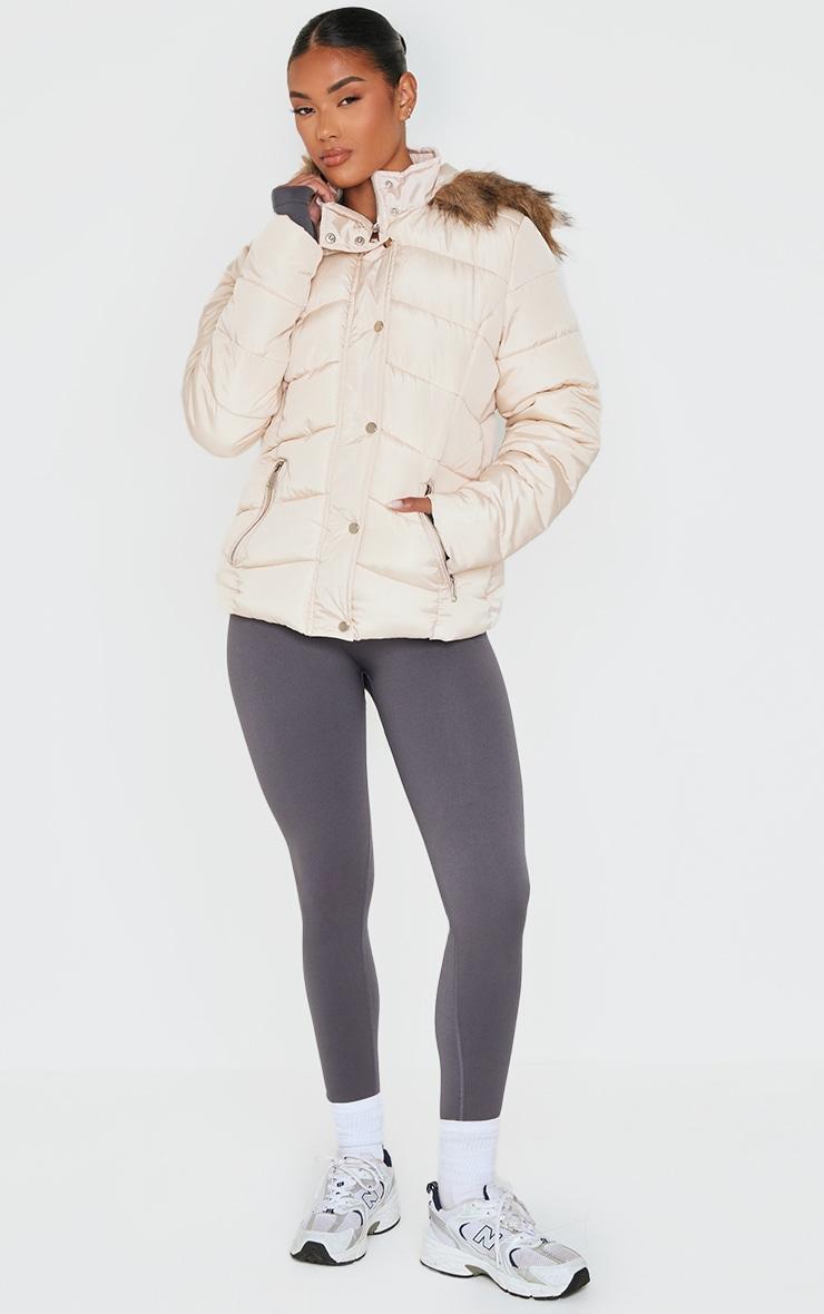 Stone Quilted Mara Faux Fur Hooded Puffer Jacket Product Image