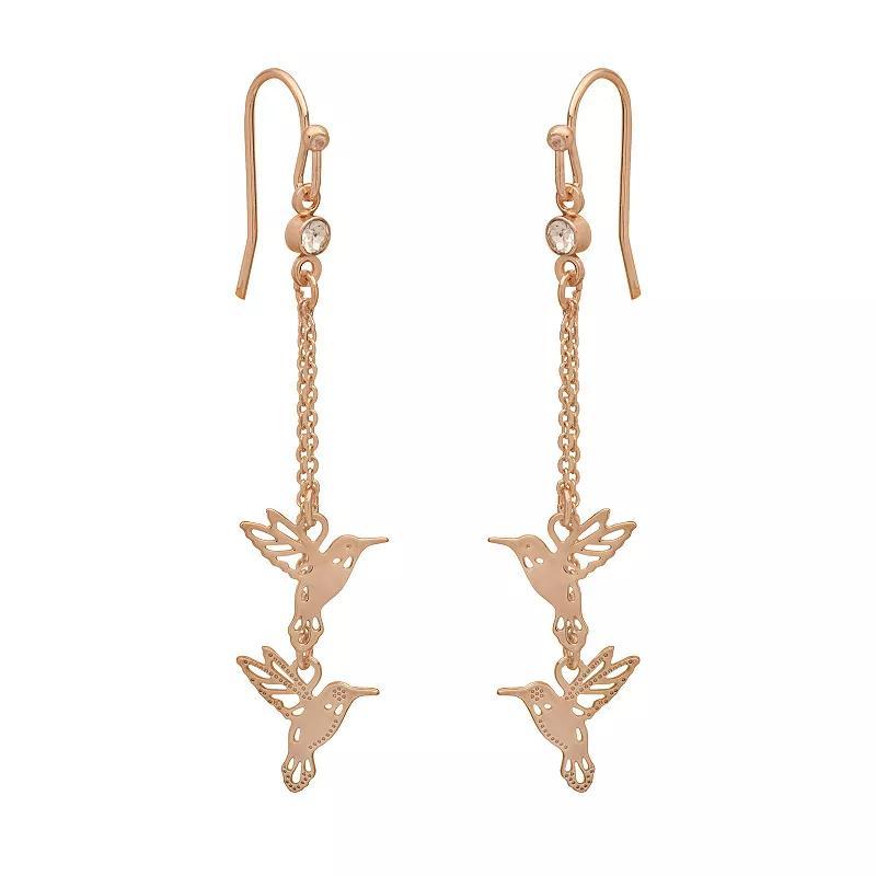 Emberly Gold Tone Hummingbird Drop Chain Earrings, Womens, Clear Product Image