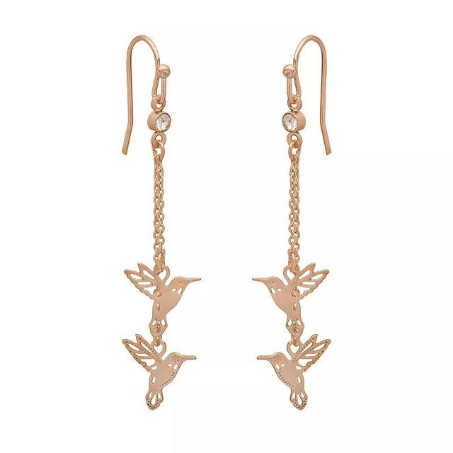 Emberly Gold Tone Hummingbird Drop Chain Earrings, Womens, Clear Product Image