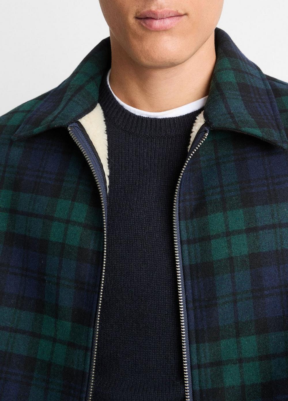 Sherpa-Lined Plaid Shirt Jacket Product Image