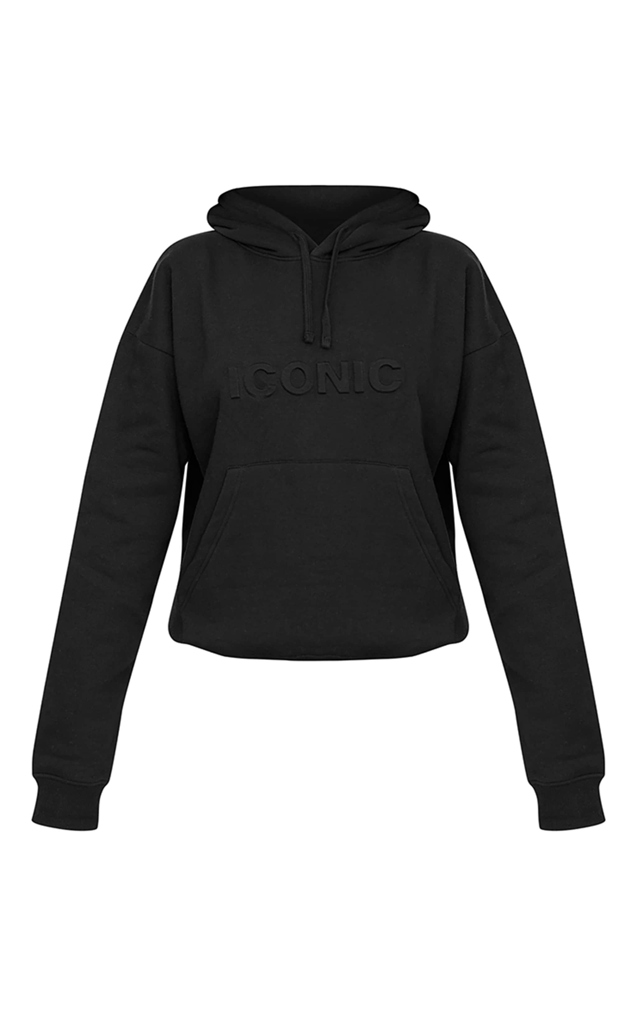 Black Iconic Embossed Oversized Hoodie Product Image