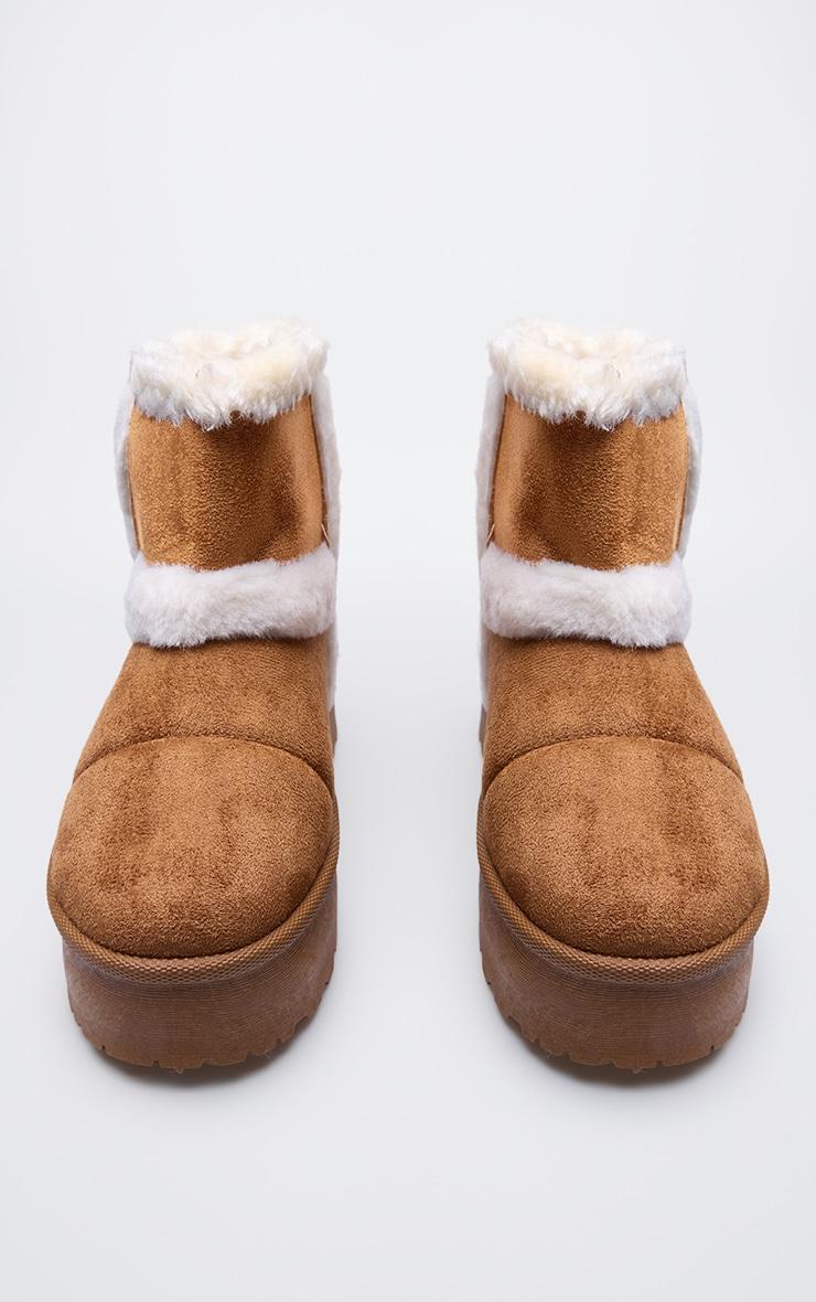 Chestnut Round Toe Faux Fur Ankle Boots Product Image