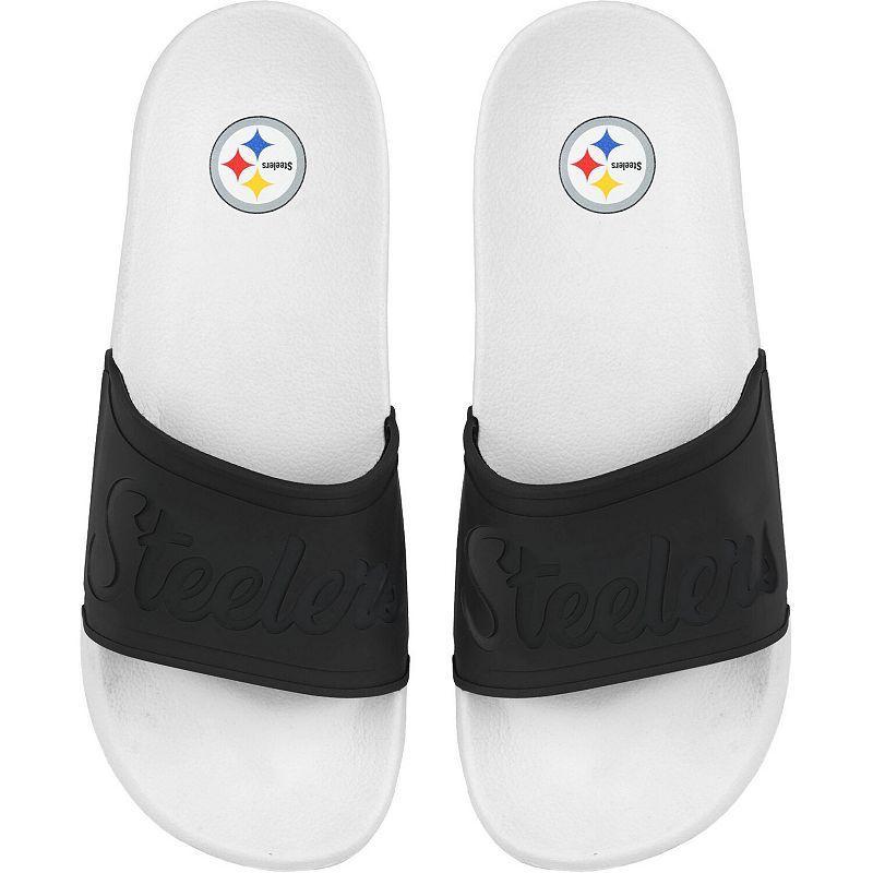 Womens Foco Pittsburgh Steelers Script Wordmark Slide Sandals Product Image