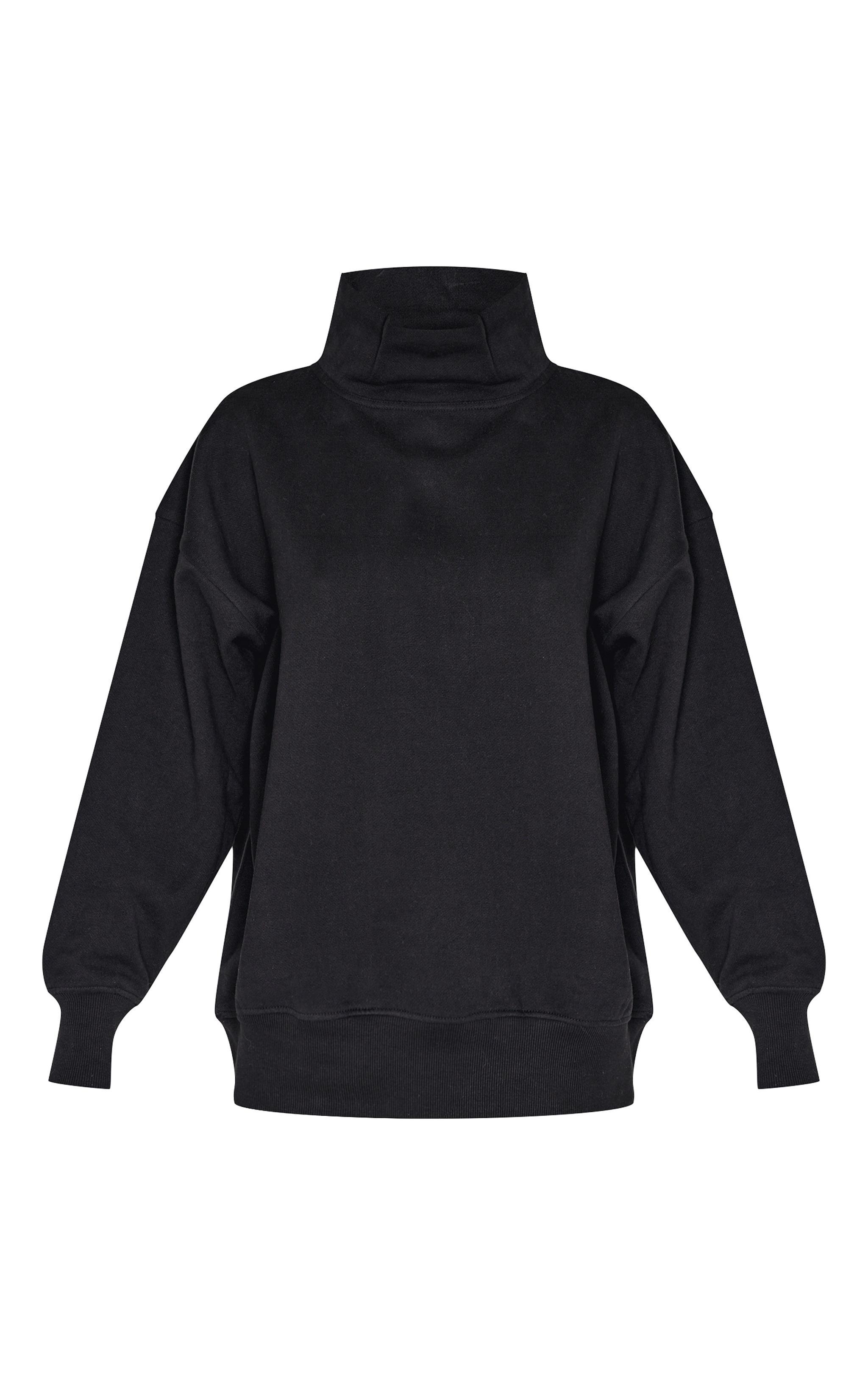 Black Premium Fleeceback Oversized High Neck Sweatshirt Product Image