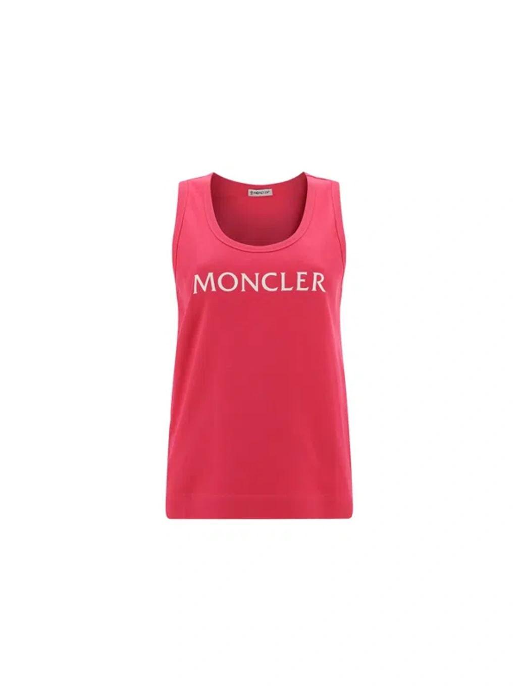 MONCLER Fuchsia Tank Top With Logo In Pink Product Image