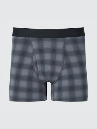 Mens Cotton Boxer Briefs Checked with Deodorizing Gray XL UNIQLO US Product Image