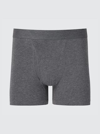 Mens Cotton Boxer Briefs with Deodorizing Gray Small UNIQLO US Product Image