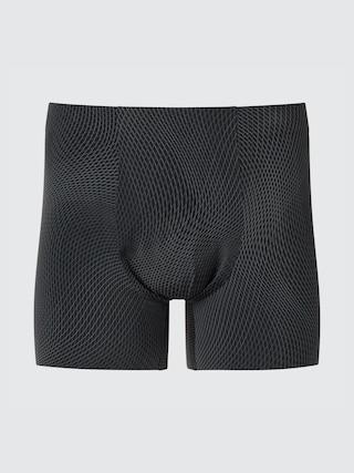 Mens Airism Ultra Seamless Printed Boxer Briefs Black Large UNIQLO US Product Image