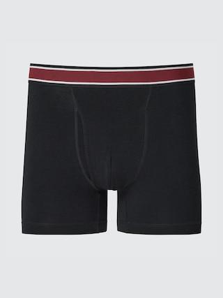 Mens Cotton Waist Striped Boxer Briefs with Deodorizing Navy Medium UNIQLO US Product Image