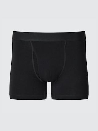 Mens Cotton Boxer Briefs with Odor Control Black Small UNIQLO US Product Image