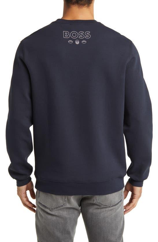 HUGO BOSS Boss X Nfl Cotton-blend Sweatshirt With Collaborative Branding In Patriots Product Image