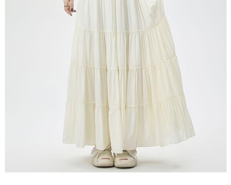 High Waist Plain Maxi A-Line Skirt Product Image