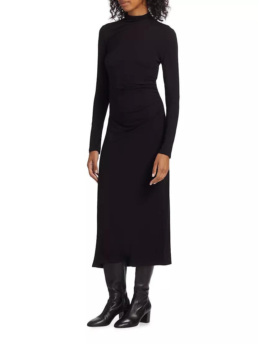 Gathered Long-Sleeve Midi-Dress Product Image