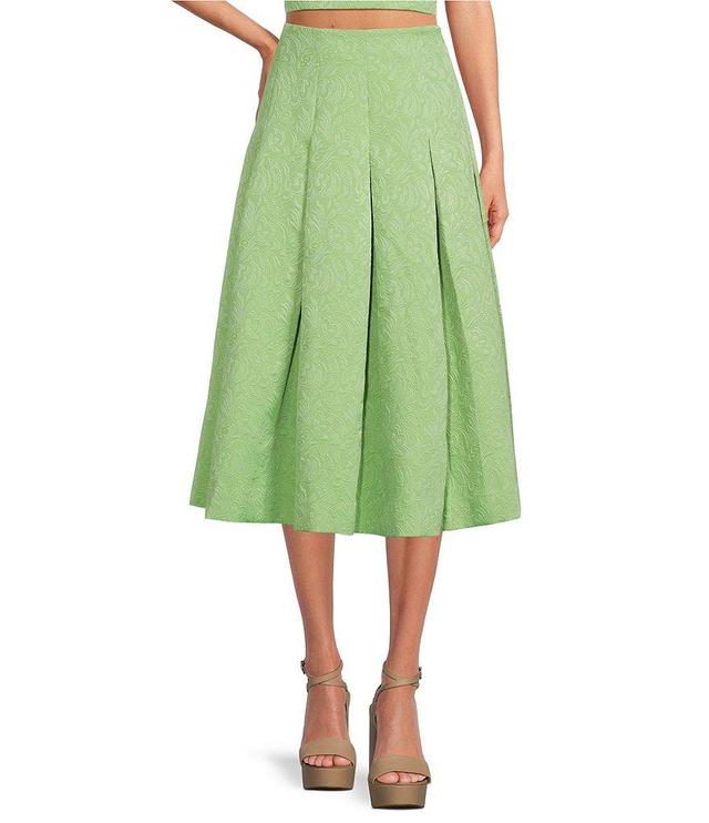 Mestiza New York Tonal Jacquard Box Pleated Coordinating Midi A-Line Skirt Product Image