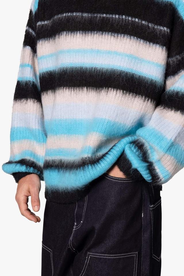 Oversized Water Striped Sweater - Blue Product Image