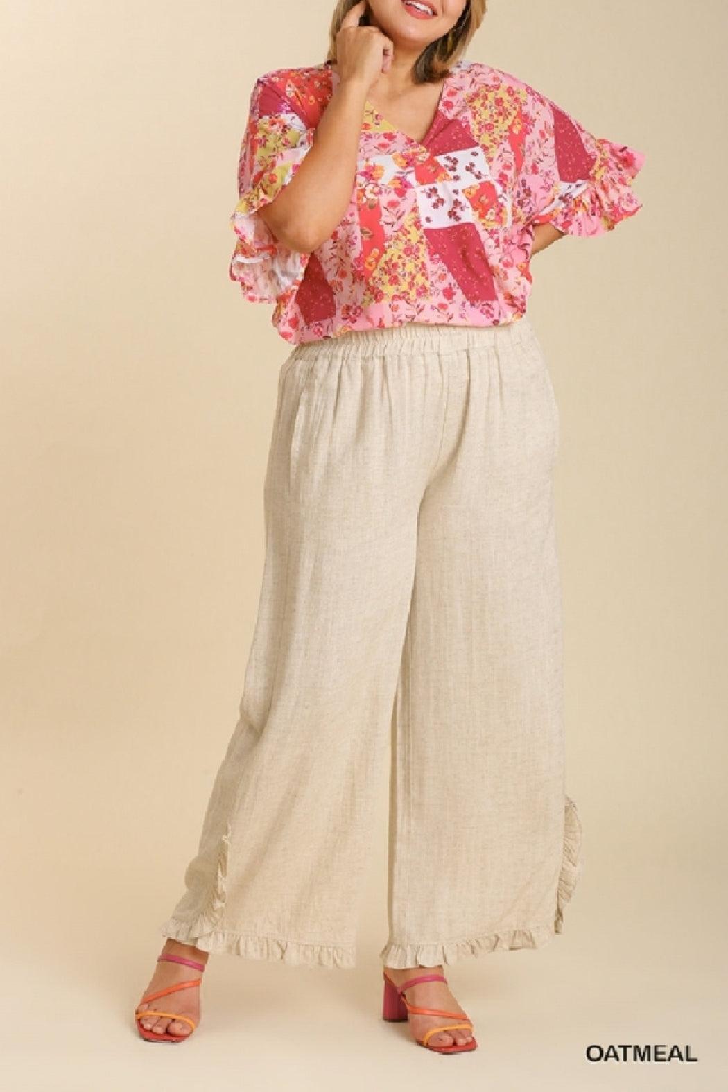 Ruffle Hem Pant Curvy Female Product Image