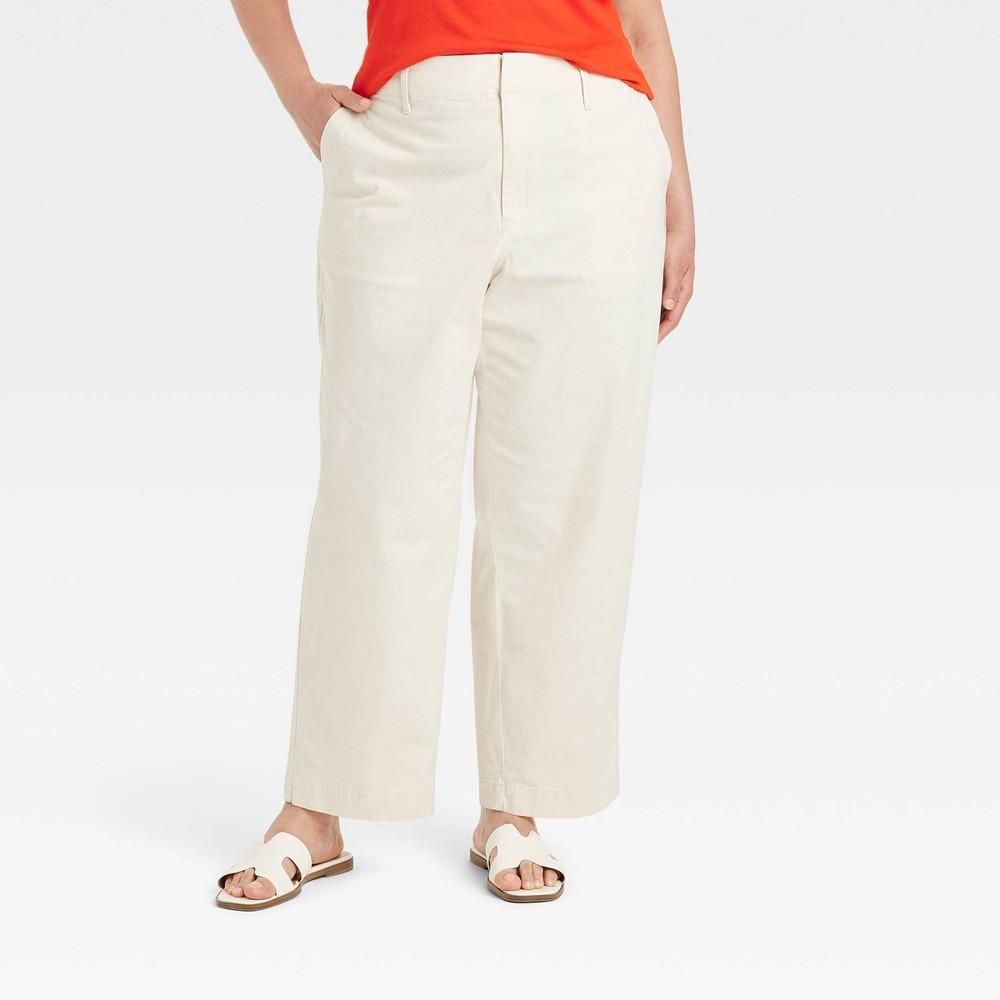 Womens High-Rise Straight Ankle Chino Pants - A New Day White 22 Product Image