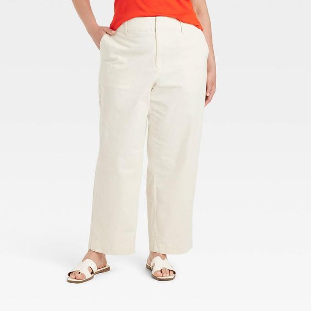 Womens High-Rise Straight Ankle Chino Pants - A New Day White 22 Product Image