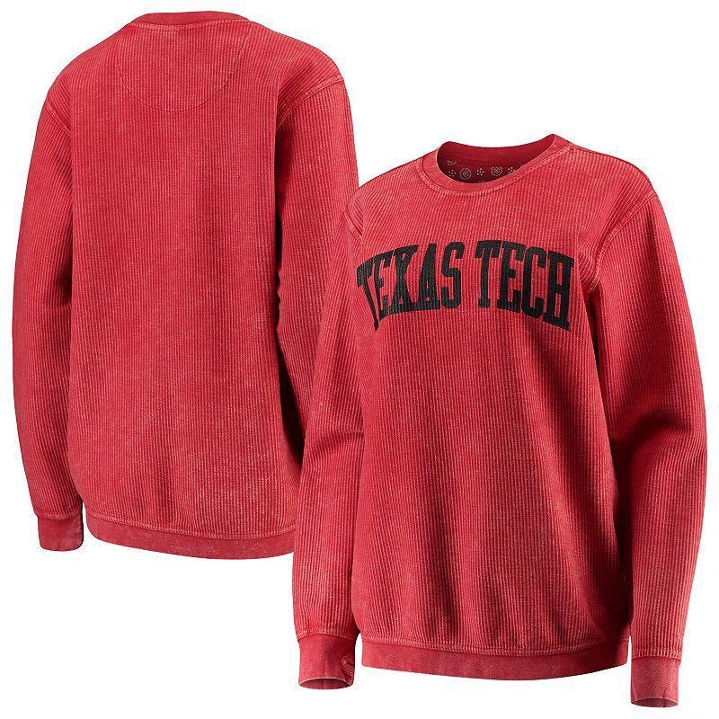 Womens Pressbox Texas Tech Raiders Comfy Cord Vintage Wash Basic Arch Pullover Sweatshirt Product Image