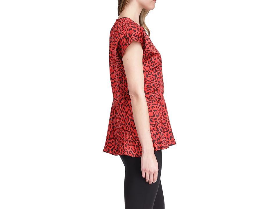 MICHAEL Michael Kors Wildcat Asymmetrical Hank Hem Top (Crimson) Women's Clothing Product Image