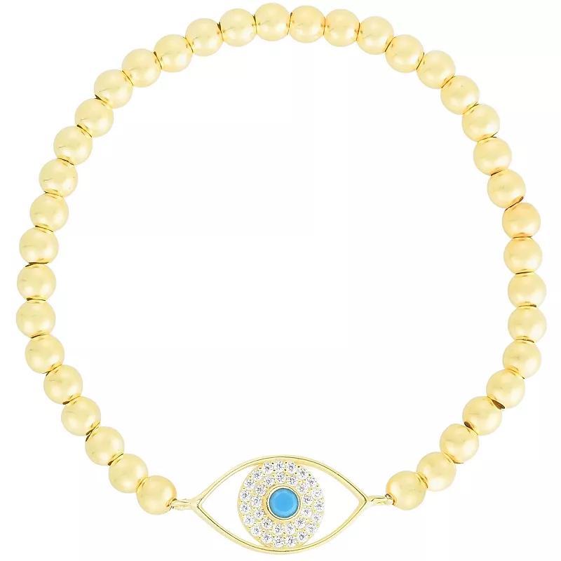 Sunkissed Sterling Cubic Zirconia & Synthetic Turquoise Eye Bracelet, Womens Gold Tone Product Image