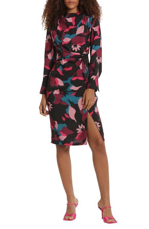 DONNA MORGAN FOR MAGGY Print Twisted Long Sleeve Dress Product Image