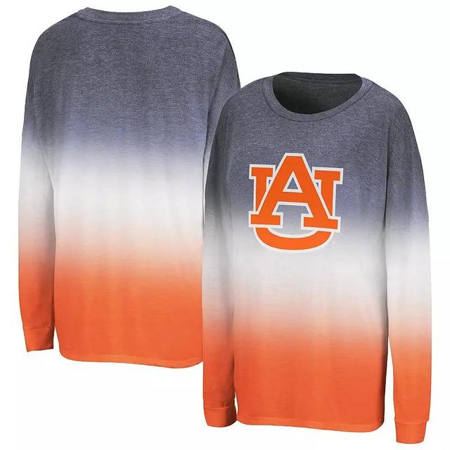 Womens Colosseum Heather /Heather Orange Auburn Tigers Winkle Dip-Dye Long Sleeve T-Shirt Blue Product Image