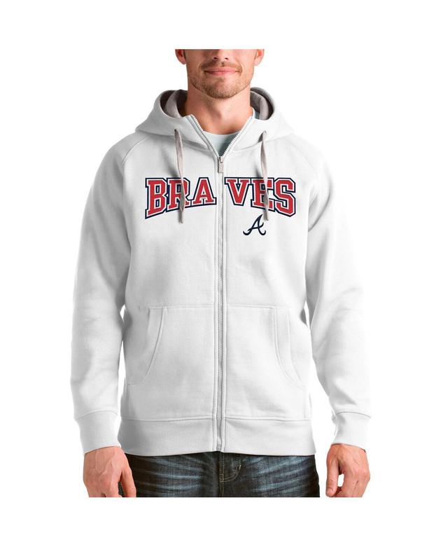 Antigua Mens White Atlanta Braves Team Logo Victory Full-Zip Hoodie Product Image