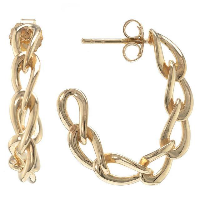 Judy Crowell Sterling Silver Chain Link Hoop Earrings, Womens, Gold Tone Product Image