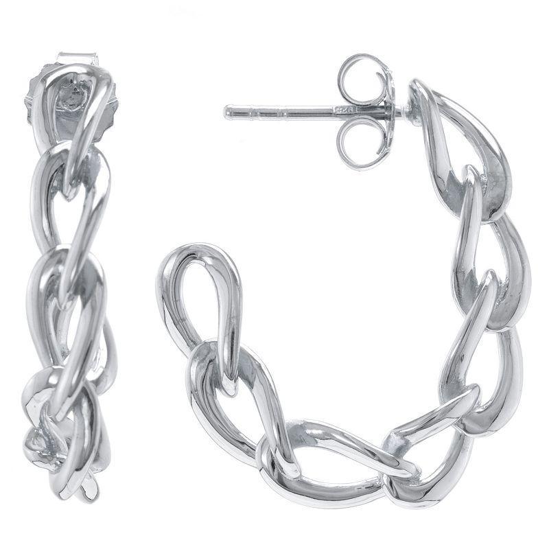 Judy Crowell Sterling Silver Chain Link Hoop Earrings, Womens Product Image