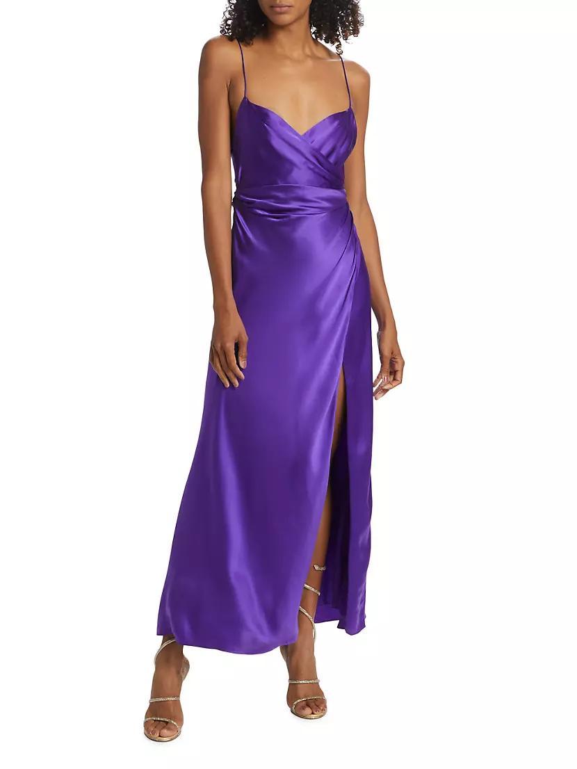 V-Neck Wrap Silk Gown Product Image