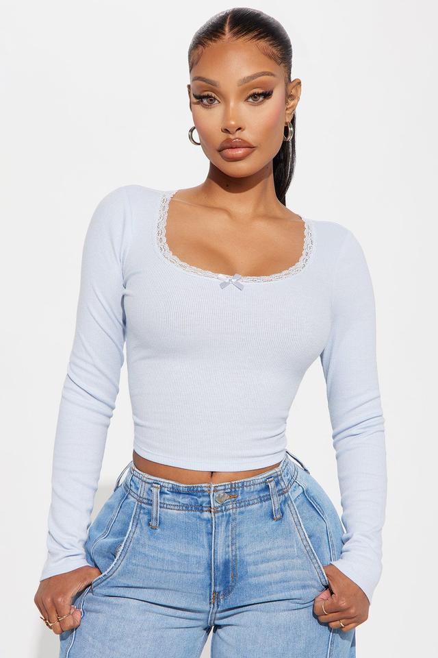 Elise Long Sleeve Top - Light Blue Product Image