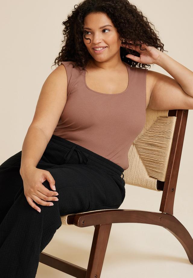 Maurices 0X Plus Size Womens Ribbed Square Neck Tank Top Product Image