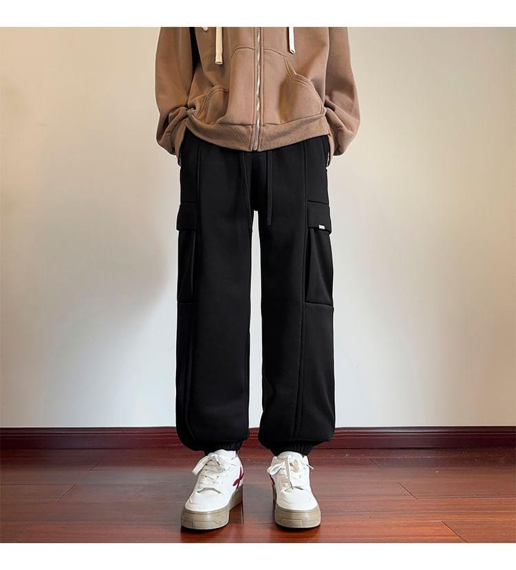 Drawstring Waist Applique Baggy Sweatpants Product Image