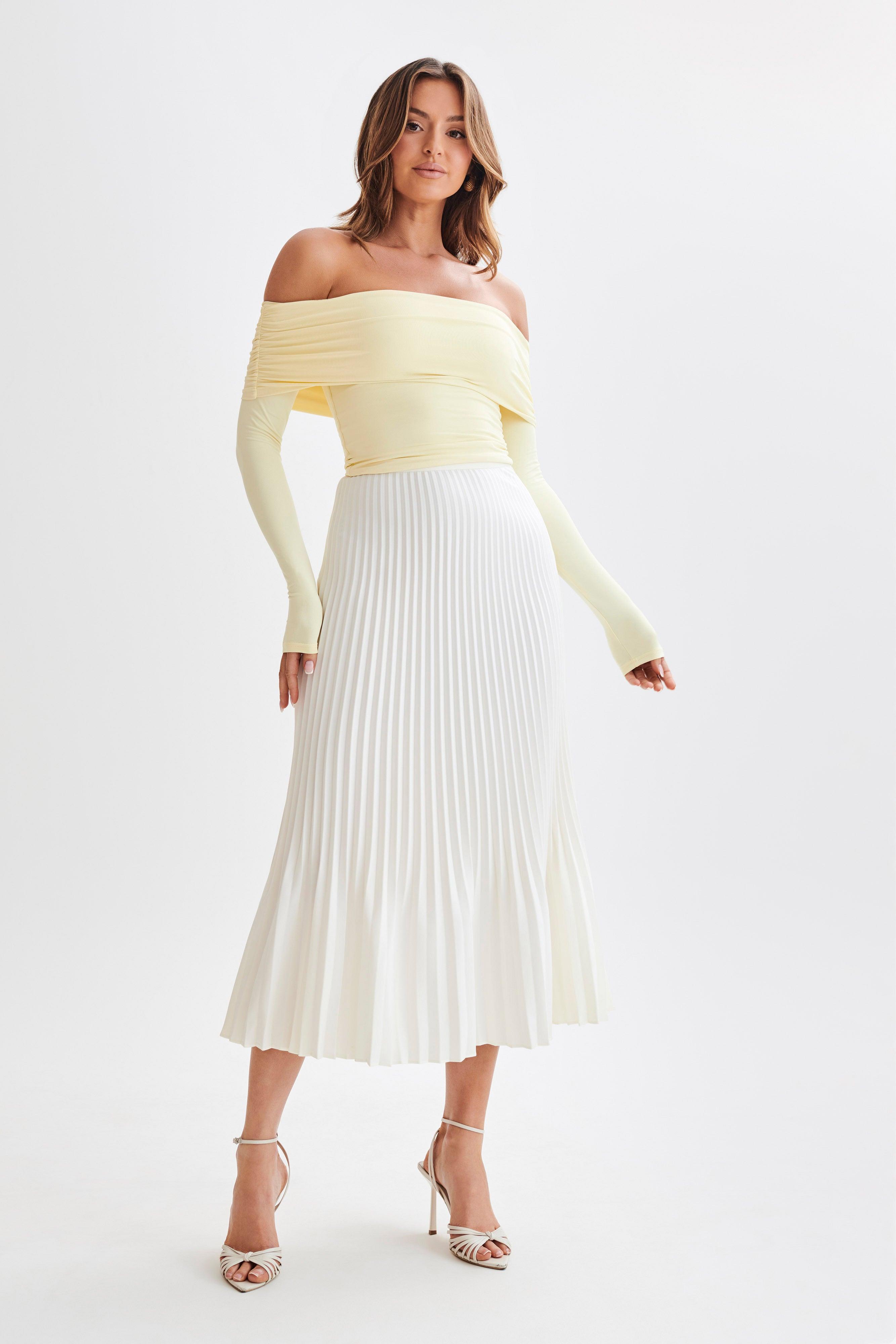 Lucinda Recycled Nylon Off Shoulder Top - Lemon Product Image