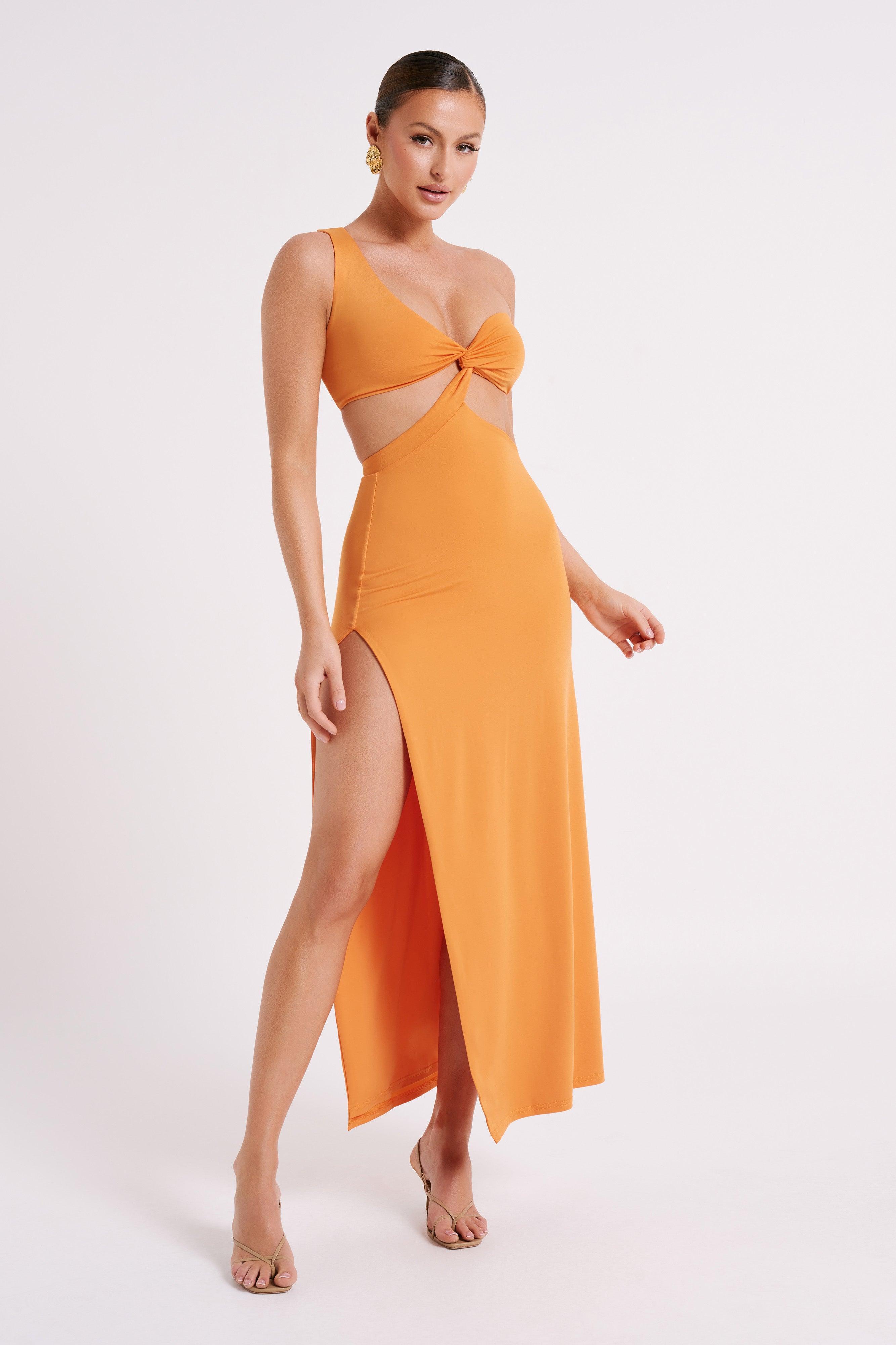 Solana One Shoulder Maxi Dress - Orange Product Image