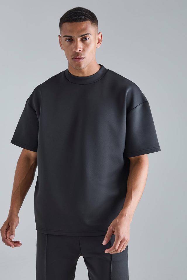 Oversized Extended Neck Scuba T-shirt | boohooMAN USA Product Image