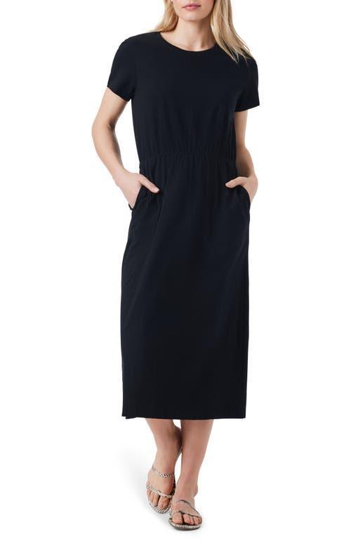 Womens Short-Sleeve Slubbed Cotton Midi-Dress Product Image